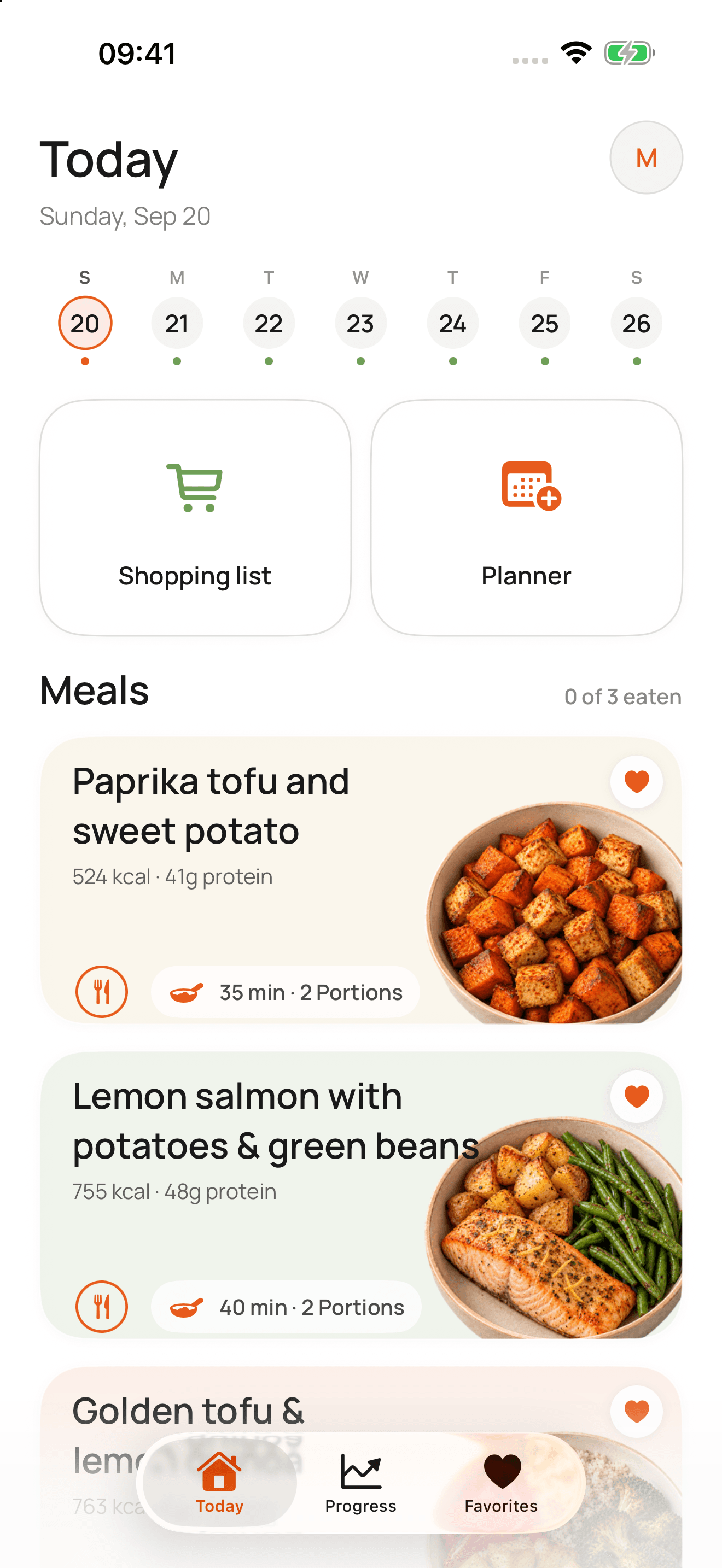 Today’s meal plan in sirprep